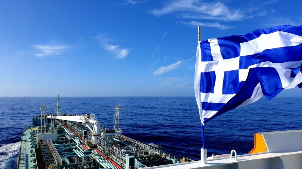 Greek - flag with tanker ship.png